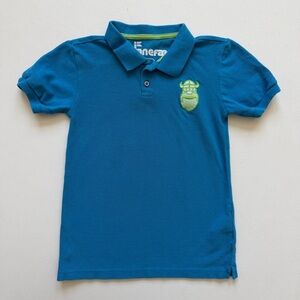 Danefae Boys' Blue Polo Shirt with Green Viking Patch